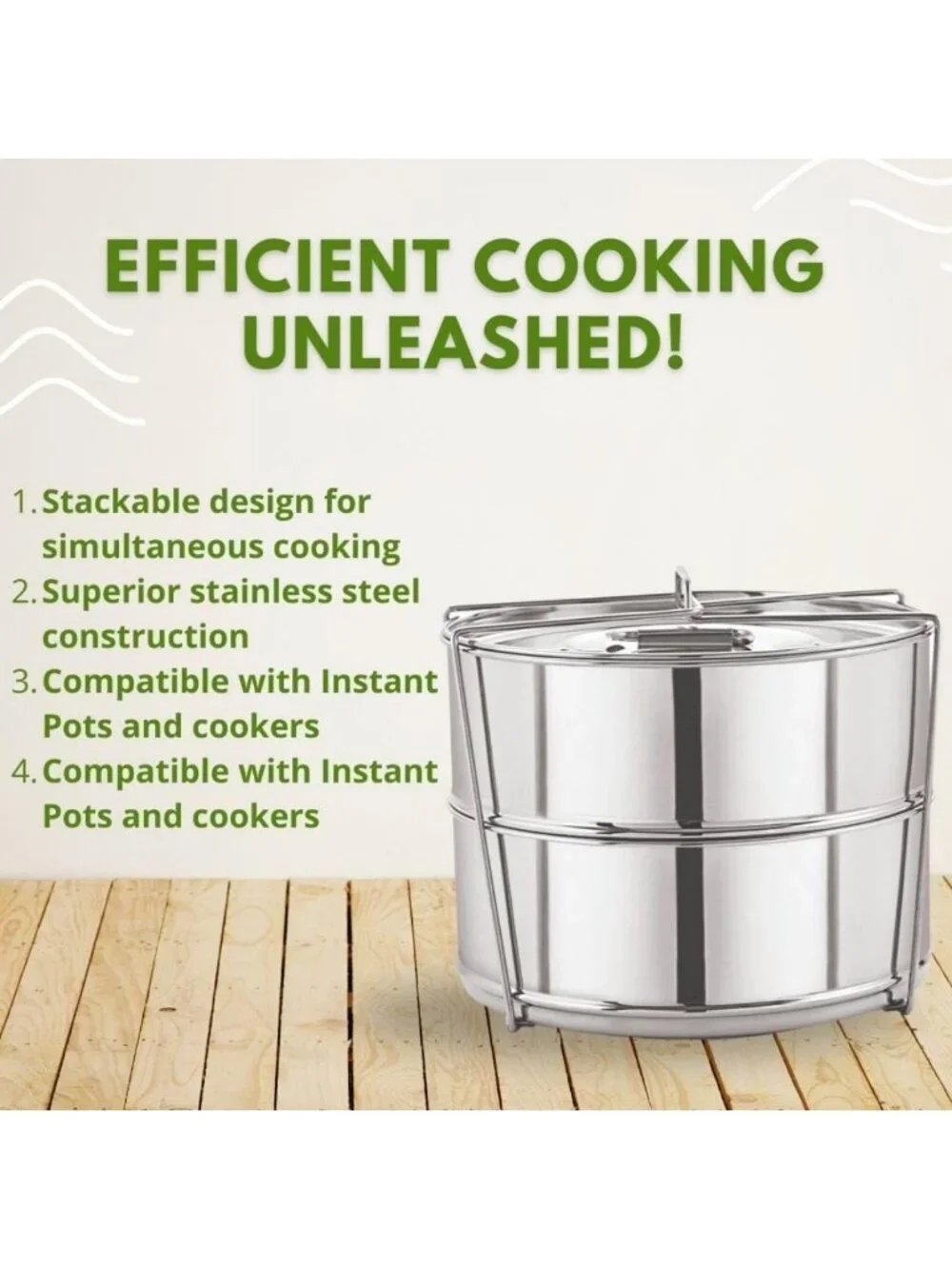 Stackable Stainless Steel Insert Pans for Instant Pot - 6QT+ Pressure Cooker
